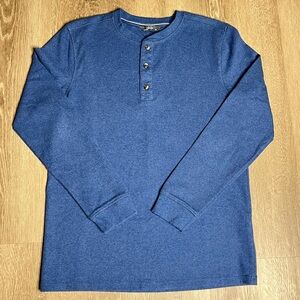 New without Tags Men’s Waffle Henley Thermal Shirt - Size Medium, Navy Blue